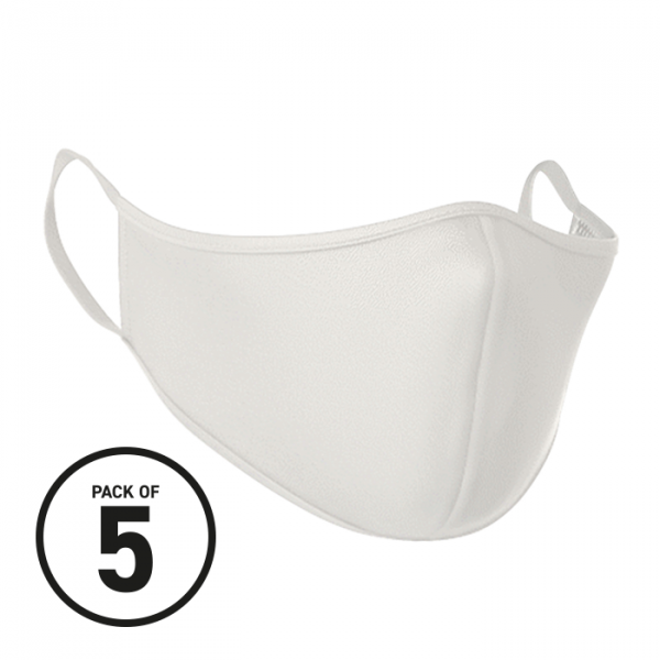 White Washable Face Masks in 3 mask sizes from stock. Use the mask as a